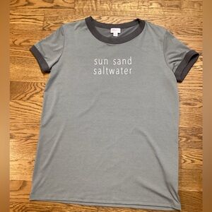 Lularoe Sun sand saltwater Liv T-shirt. Medium. Gray